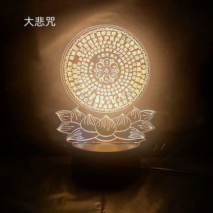 LED Night Light USB Buddha Lamp Shurangama Mantra Heart Sutra Attract Wealth