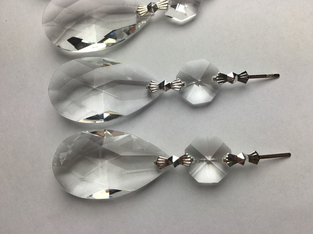 10Pcs Clear Crystal Teardrop Chandelier Prisms Pendant 38mm Lamp Lighting Part