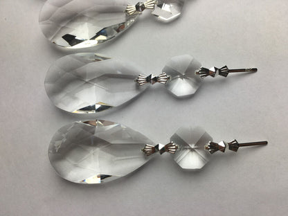 10Pcs Clear Crystal Teardrop Chandelier Prisms Pendant 38mm Lamp Lighting Part