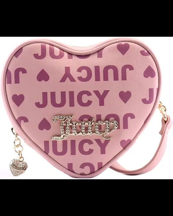 NEW! Juicy Couture Fluffy Heart Shaped Crossbody Dusty Blush Color Bag Gift
