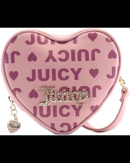 NEW! Juicy Couture Fluffy Heart Shaped Crossbody Dusty Blush Color Bag Gift