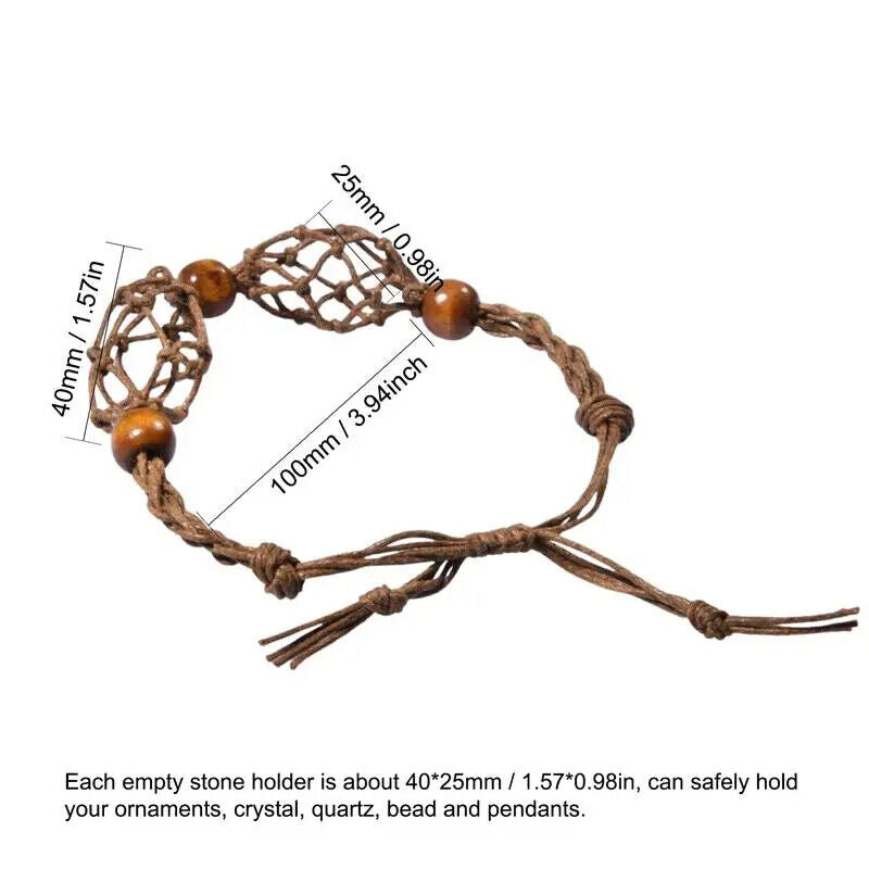 Macrame Bracelet Cord Net Bag Adjustable Empty Without Stone Crystal Gems Holder