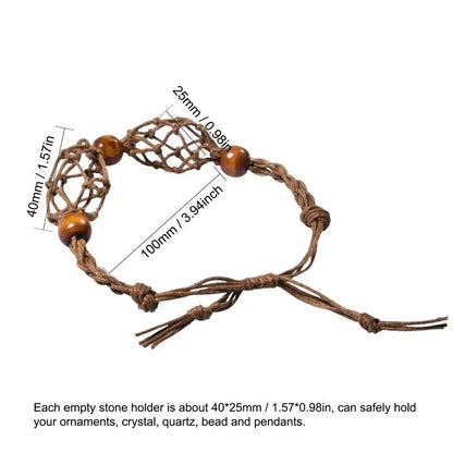Macrame Bracelet Cord Net Bag Adjustable Empty Without Stone Crystal Gems Holder