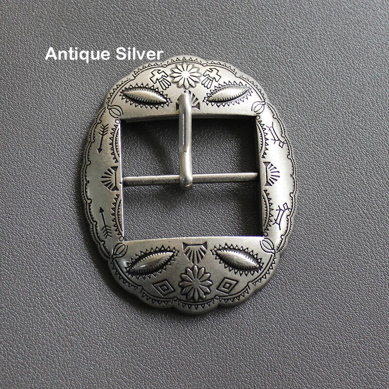 Belt Buckle 40mm Metal Carved Middle Center Half Bar Pin Clasp DIY Leather Strap