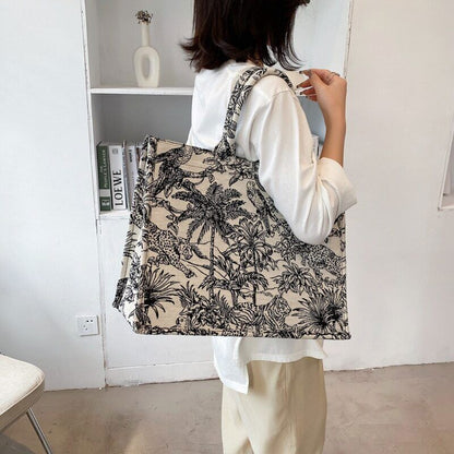 Tote Bag Women Handbag Travel Shoulder Bag Embroidery Shopping Bag