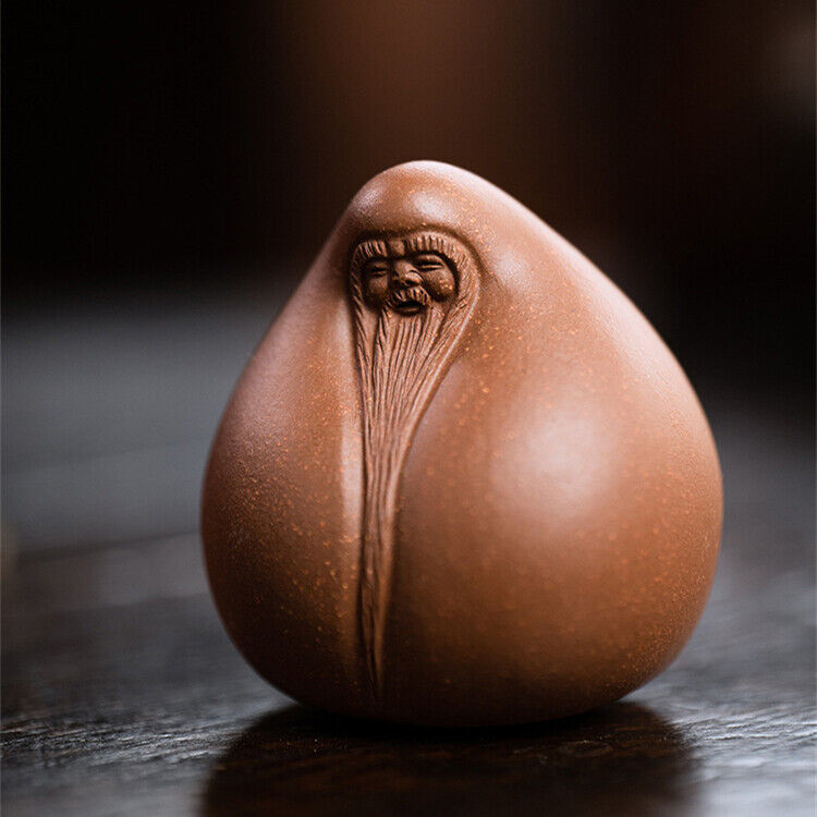 handmade carved peach tea pet yixing zisha purple clay the god of longevity gift