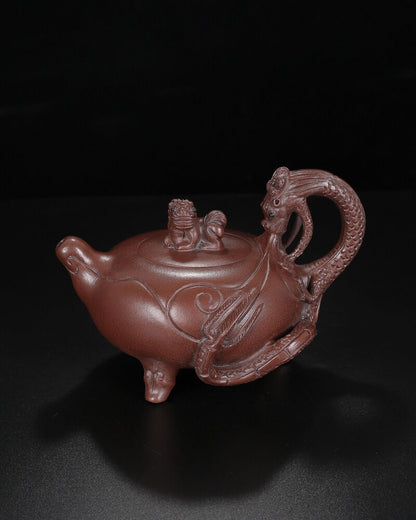 l-0Chinese Yixing Zisha Clay Handmade Exquisite Teapot （龙腾盛世 底款：徐汉棠）