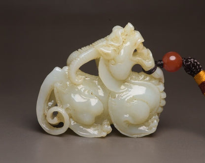 Collection Chinese Top Hetian Jade Carved Beast Animal Statue Figurine Art Rare