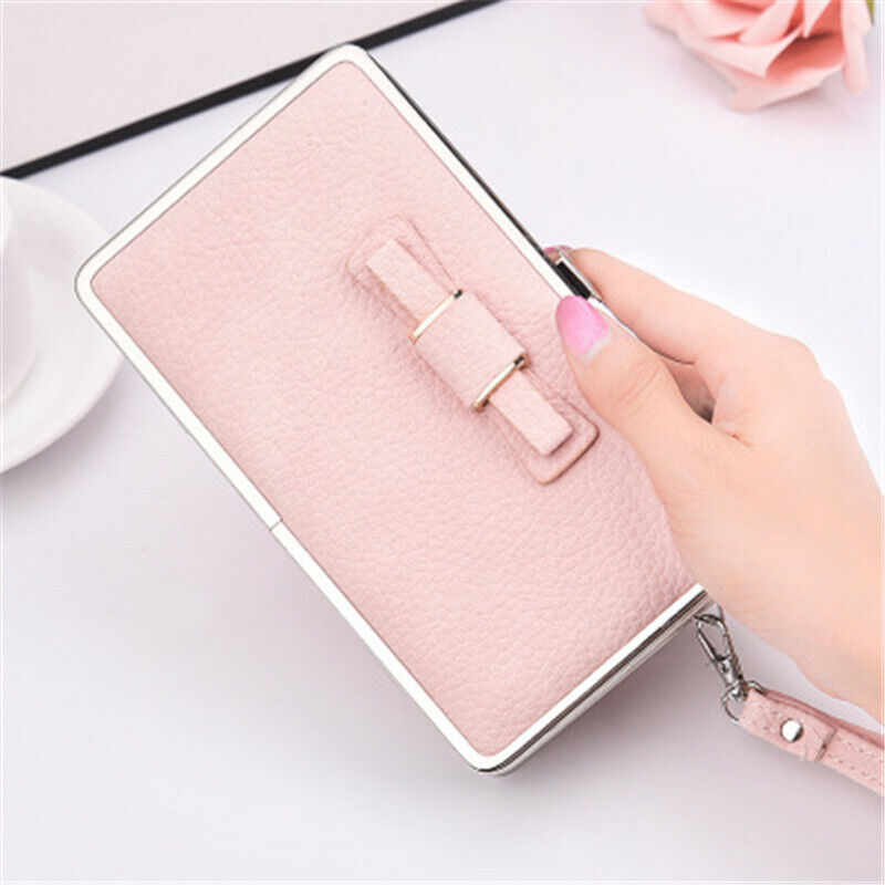 Women's PU Leather Wallet the Long Money Clamps Bag Clip Billfold Card Purse