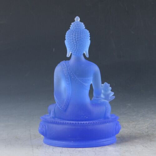 Chinese Exquisite Glazed Handwork Carved Medicine Buddha sakyamuni Statue