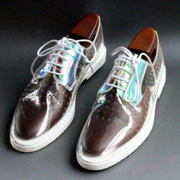 New Mens Breathable Casual Shoes Transparent Holes Hollow Out Lace Up Sandals