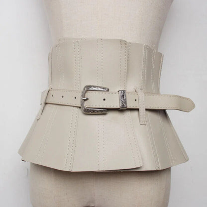 Women Corsets Faux Leather Fashion Lace-Up Buckle Wide Belts Clothes Accessories