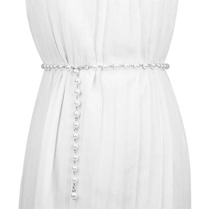 Women Belts 100cm White Pearl Waistband Bohemian Fashion All-Match Waist Chains