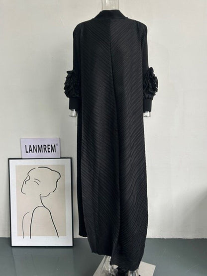 Dress Round Neck Spliced Full Sleeve Long Dresses Women Spring Clothes
