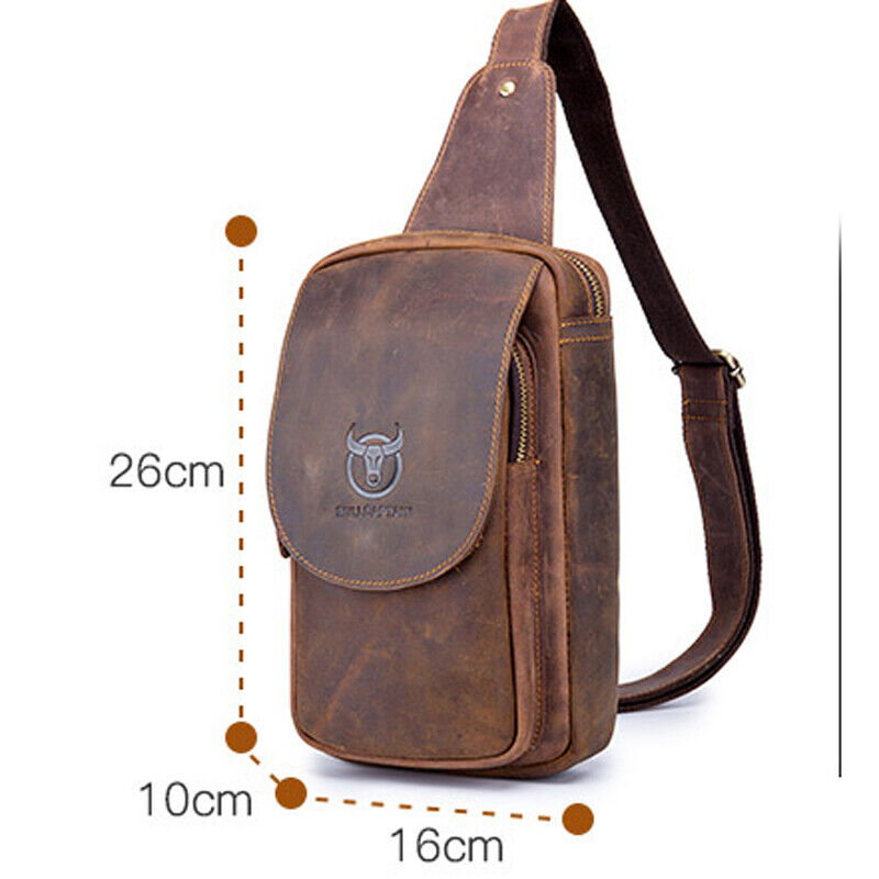 Men's Sling Backpack, Crazy Horse Leather Vintage Chest Bag Crossbody Bags