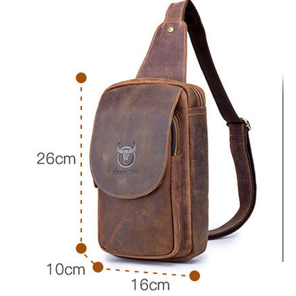 Men's Sling Backpack, Crazy Horse Leather Vintage Chest Bag Crossbody Bags
