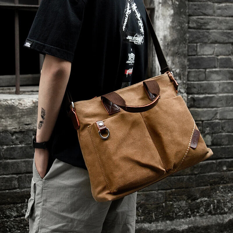 Canvas Men Handbag 14 inch Laptop Shoulder Bag Business Retro Messenger Bags