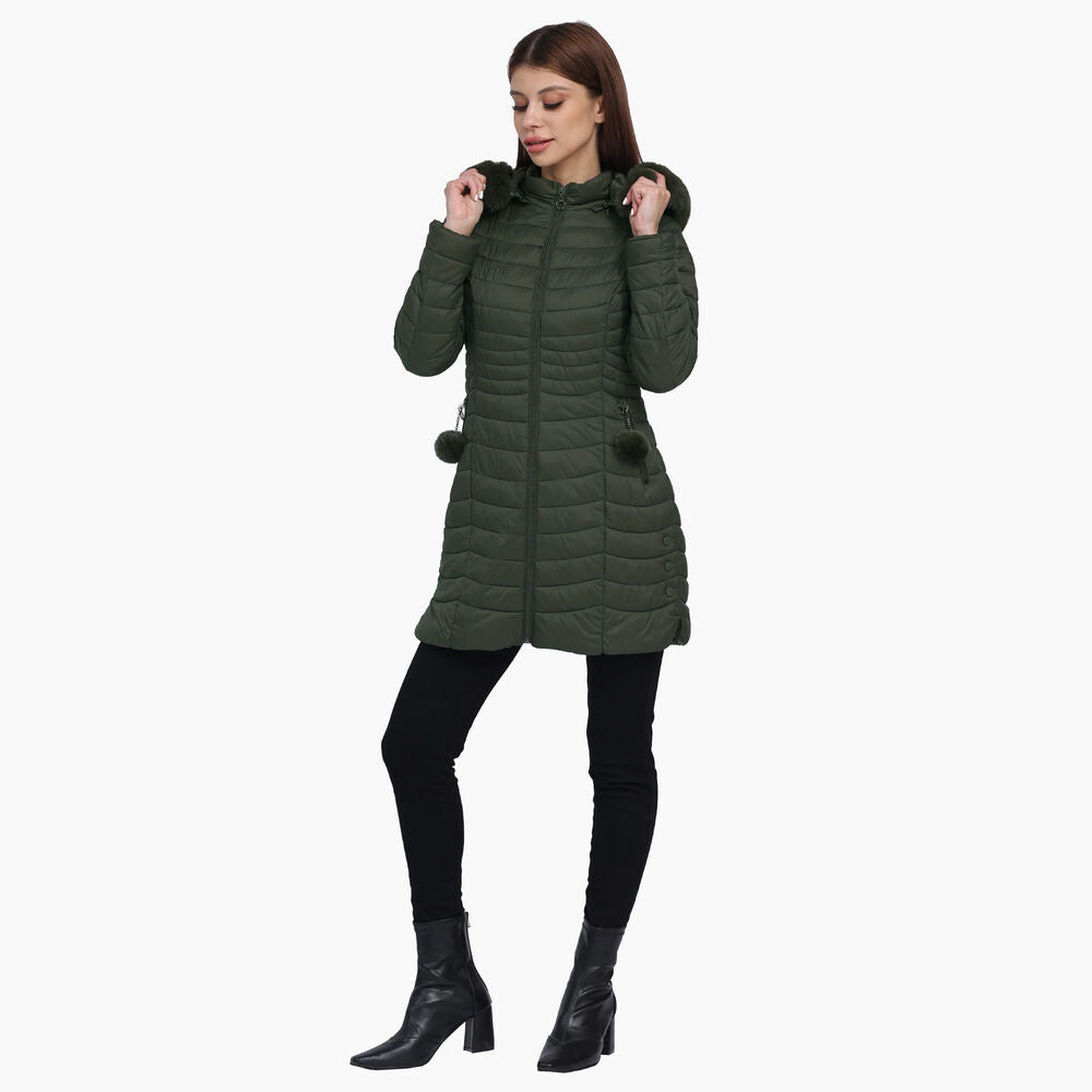 Women Winter Long Puffer Jacket Coat Outwear Clothes Plus Velvet With Fur