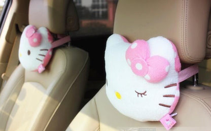 2Pcs Cute Hello Kitty Pink Car Seat Head Rest Cushion Pillows Neck Rest Pillow