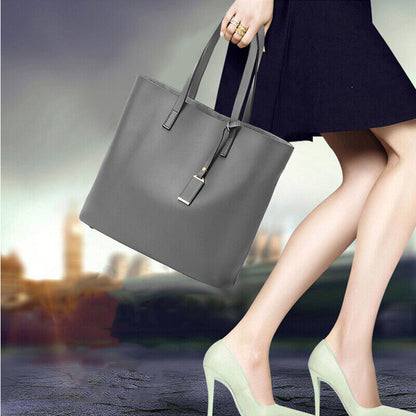 Fashion Women PU Leather Satchel Tote Handbag Large Capacity Travel Shoulder Bag