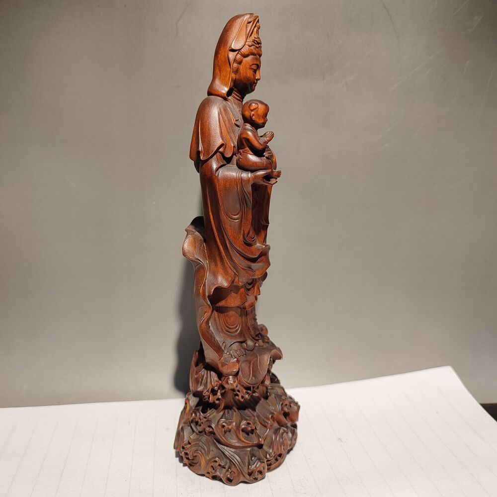 Buddhism meditation fortune praying Kwan-yin quan yin statues wood sculpture art