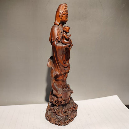 Buddhism meditation fortune praying Kwan-yin quan yin statues wood sculpture art
