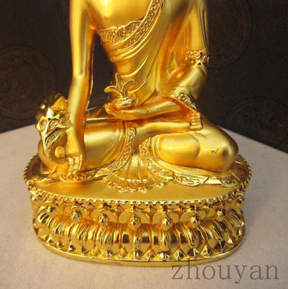 POWER OF HEALING! BLESSED TIBETAN BUDDHA GOLD GILT STATUE : MEDICINE BUDDHA