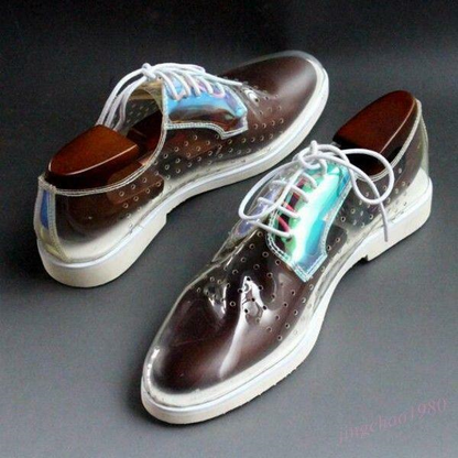 New Mens Breathable Casual Shoes Transparent Holes Hollow Out Lace Up Sandals