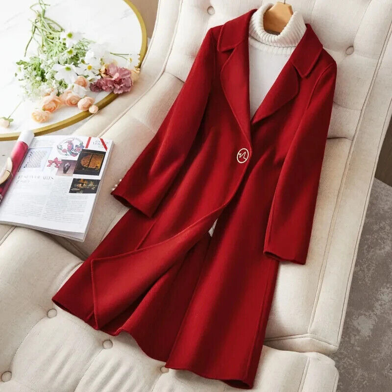 Wool Coat Women Jacket Camel Overcoat Casual Blend Black Outerwear Female