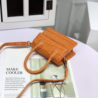 Small Square Bag Leather Handbag Crocodile Pattern Chain Shoulder Messenger Bags