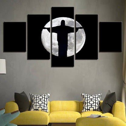 Jesus Christ God Moon Shadow Canvas Prints Painting Wall Art Home Decor 5PCS
