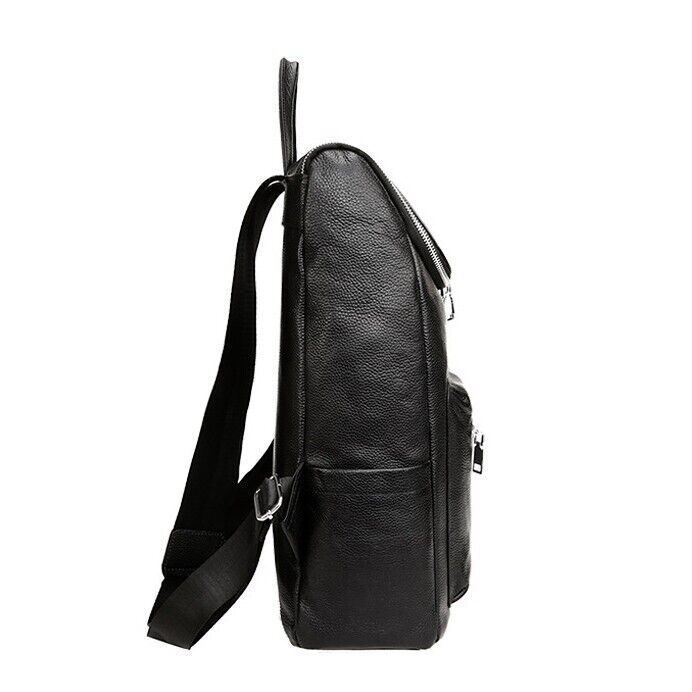 Top Cow Leather Black Men's bag, Soft Leather Large Capacity Backpack Travel Bag