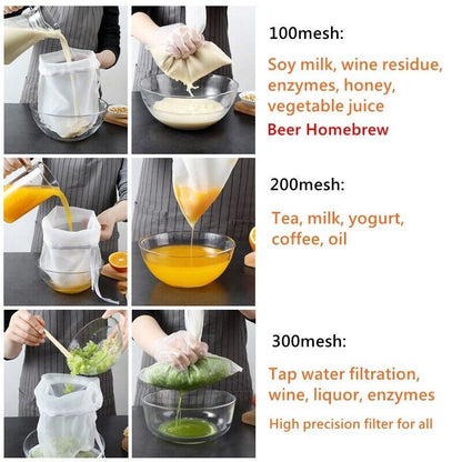 Beer Brewing Filter Bags Wine Brew Multi-Size Reusable Straining Fine Mesh Nylon