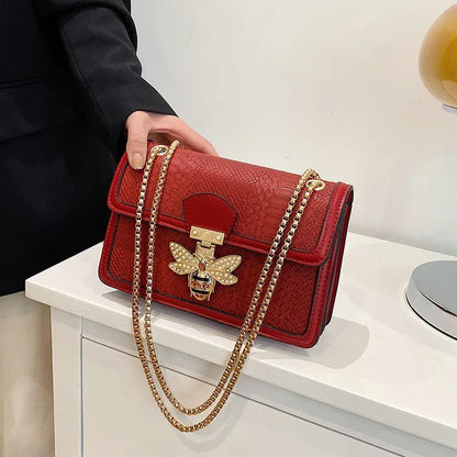 Women's Fashion Luxury Bag Crocodile Pattern One Shoulder Messenger Bag Chain