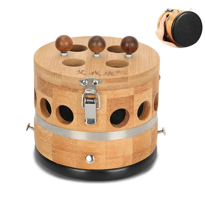 Dia 5" Bamboo moxibustion Box Bianstone Scraping Pot Warm Moxibustion Apparatus