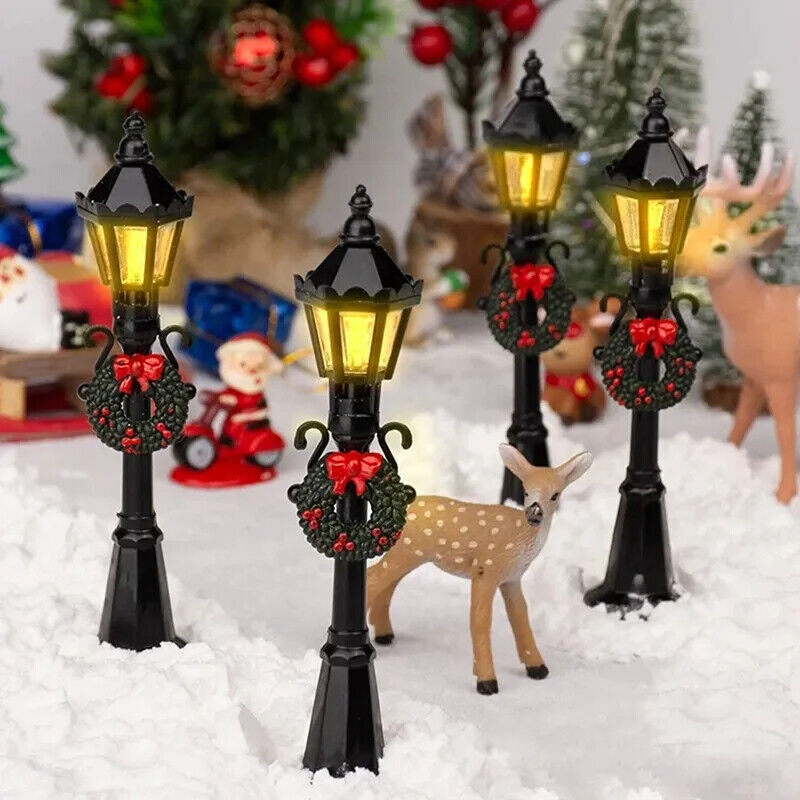 Dollhouse Streetlight 4Pcs Christmas Mini Light Models Micro-Landscape Accessory