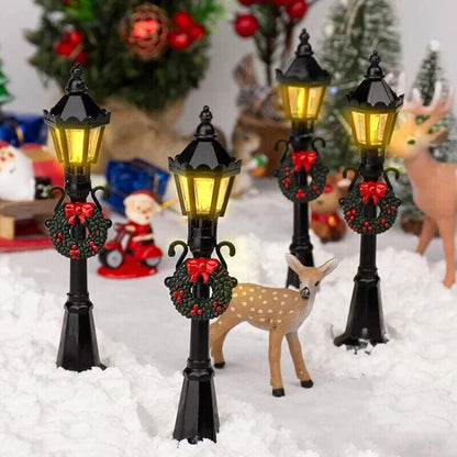 Dollhouse Streetlight 4Pcs Christmas Mini Light Models Micro-Landscape Accessory