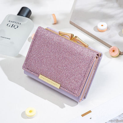 Shiny Wallet Three Fold Wallet Coin Pocket Purse Simple Clutch Bags Polyester