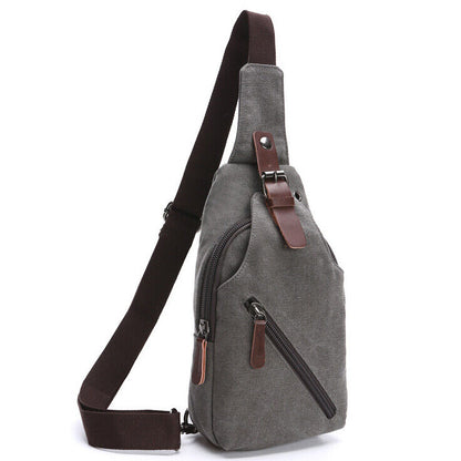 Men's Sling Backpack Canvas Crossbody Chest Bag Casual Daypack Outdoor Sport Bag