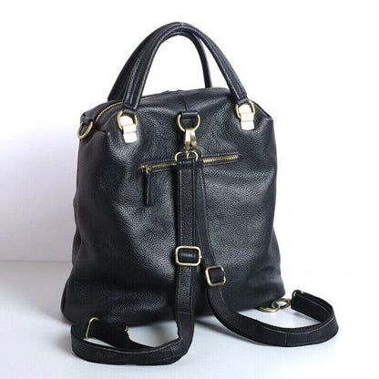 Leather Women Backpack Women's Shoulder Bag Black Leather Handbags Travel Bag