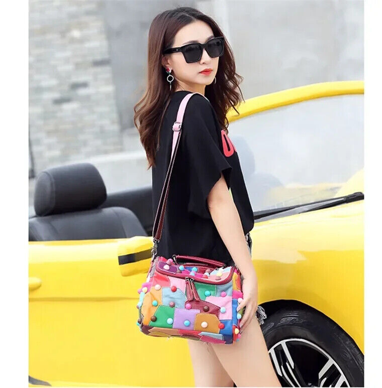 Women's Message Bag Girls Patchwork Street Travel Shoulder Bags