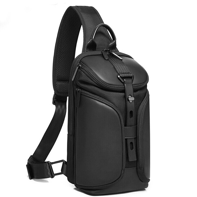 Sling Backpack Oxford cloth Waterproof Black Crossbody Bag Outdoor Sport Bags