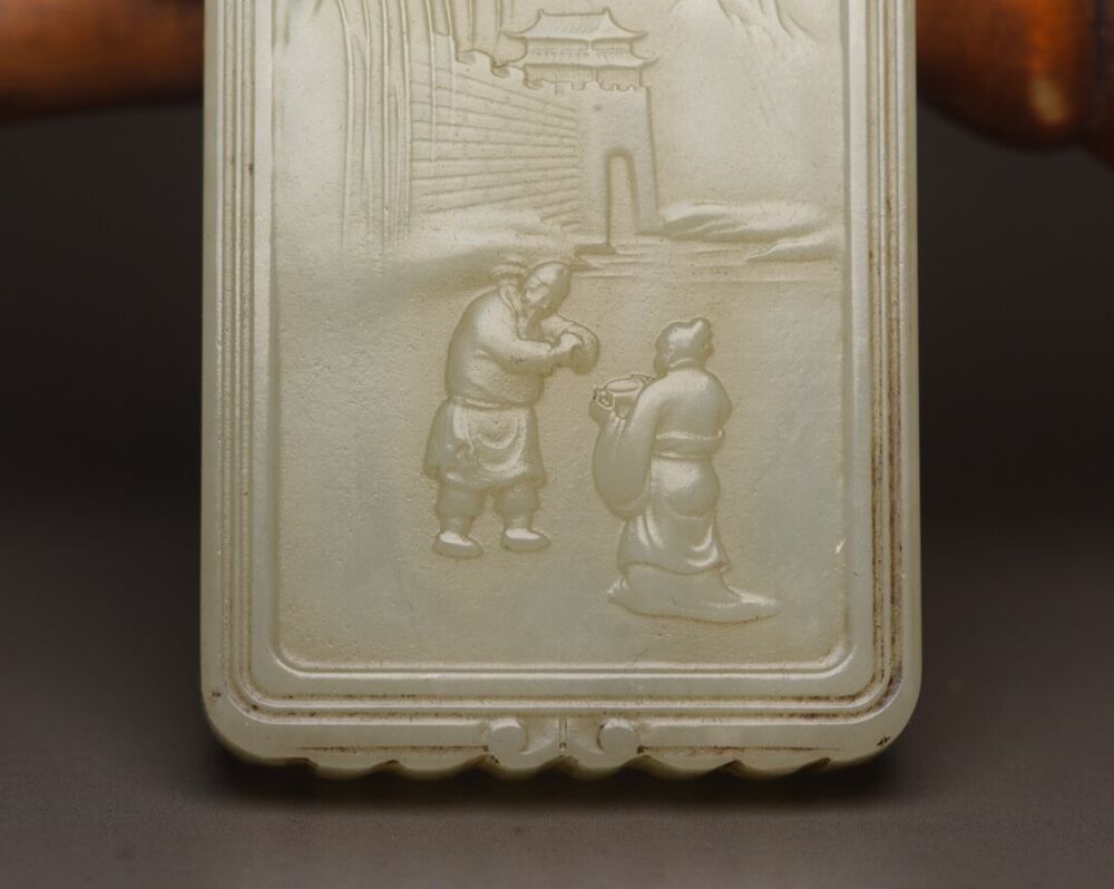 China Beautiful Natural Hetian Jade Carved Figure Story Figurine Pendant Jewelry