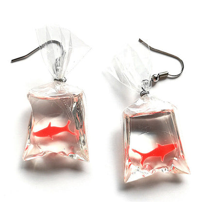Handmade cute fish earrings water bag Dangle Hook pendant earrings g-ca