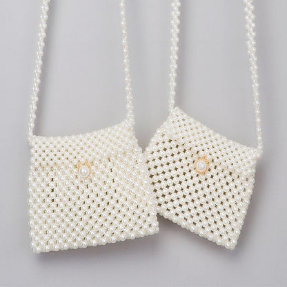 Handmade Beaded Pearl Bag Woven Small Pockets Shoulder Phone Clutch Coin Purse