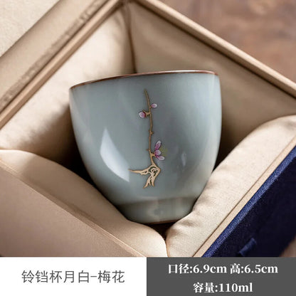 Guan Kiln Iron Tire Ceramic Tea Cup Cup TeaCups Gracked Glaze Split Ice Tea Gift