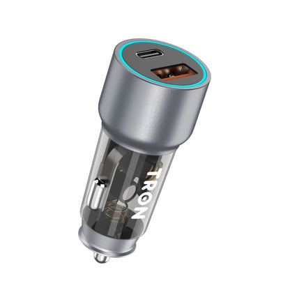 TRON 48W Dual Port Transparent Car Charger, USB-C + A Fast Charger for 12V/24V