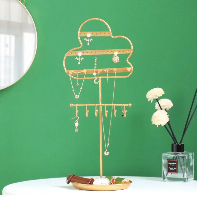 Jewelry Display Stand Metal Birdcage Cloud Wall Earrings Necklace Storage Holder