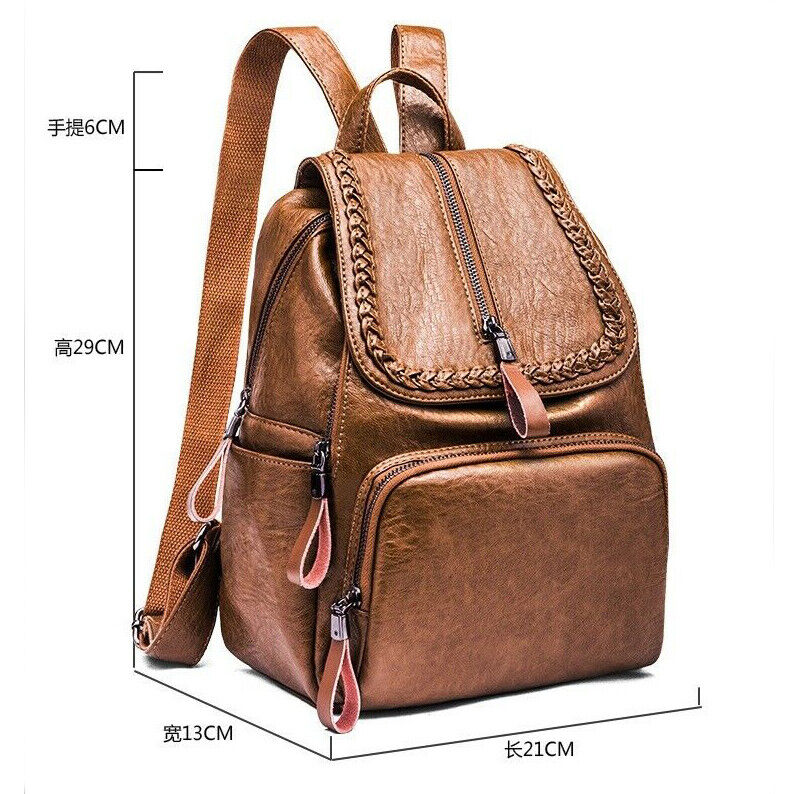 Soft Lambskin Genuine Leather Women's Backpack Shoulder School Bag Retro Rucksac