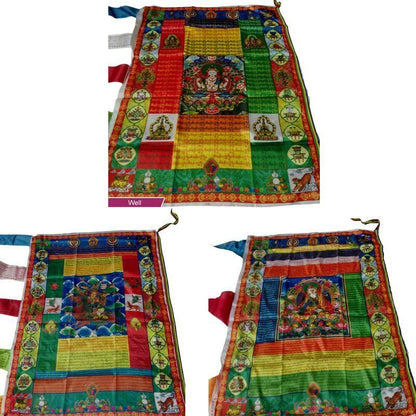Wall Hanging Decor Tibetan Buddhism Flag Prayer Banner Accessories 95x70cm Satin